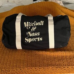 Mitchell & Ness Black Duffel Bag with Cream Straps